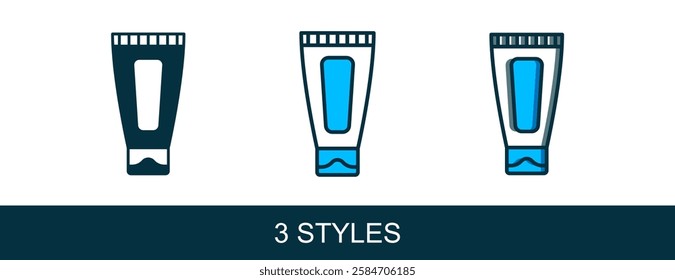 Filled outline Cream or lotion cosmetic tube icon isolated on white background. Body care products for woman.  Vector
