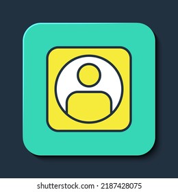 Esquema relleno Crear icono de pantalla de cuenta aislado en fondo azul. Botón cuadrado turquesa. Vector