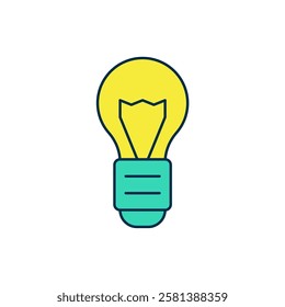 Filled outline Creative lamp light idea icon isolated on white background. Concept ideas inspiration, invention, effective thinking, knowledge and education.  Vector
