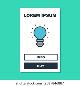 Filled outline Creative lamp light idea icon isolated on turquoise background. Concept ideas inspiration, invention, effective thinking, knowledge and education.  Vector