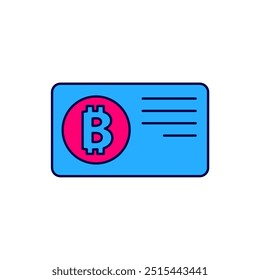 Filled outline Credit card with bitcoin icon isolated on white background. Online payment. Cash withdrawal. Modern method of payment.  Vector