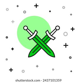 Filled outline Crossed medieval sword icon isolated on white background. Medieval weapon.  Vector