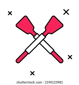 Filled outline Crossed oars or paddles boat icon isolated on white background.  Vector