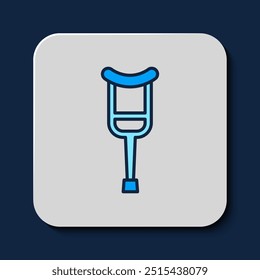 Filled outline Crutch or crutches icon isolated on blue background. Equipment for rehabilitation of people with diseases of musculoskeletal system.  Vector