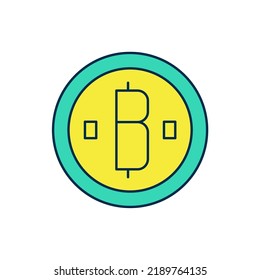 Filled outline Cryptocurrency coin Bitcoin icon isolated on white background. Physical bit coin. Blockchain based secure crypto currency.  Vector