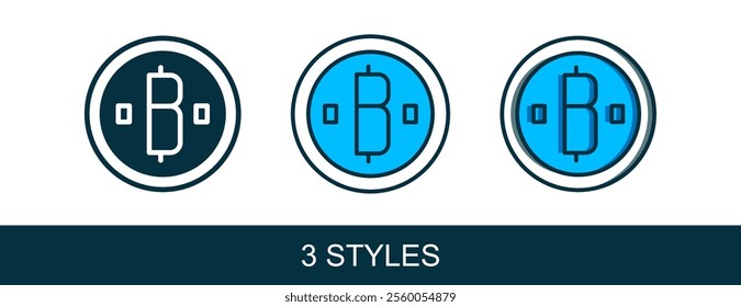 Filled outline Cryptocurrency coin Bitcoin icon isolated on white background. Physical bit coin. Blockchain based secure crypto currency.  Vector