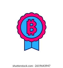 Filled outline Cryptocurrency coin Bitcoin icon isolated on white background. Physical bit coin. Blockchain based secure crypto currency.  Vector