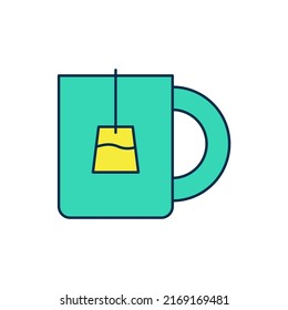 Umriss-Cup of-Tee-Symbol einzeln auf weißem Hintergrund.  Vektorgrafik