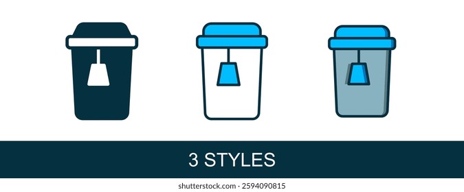 Filled outline Cup of tea icon isolated on white background.  Vector