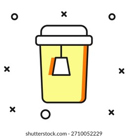 Gefüllte Umrisse Tasse Tee-Symbol einzeln auf weißem Hintergrund. Flach ausgefüllter Umrissstil mit Schatten. Vektorgrafik