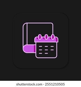 Filled outline Daily paper notepad icon isolated on black background. Flat filled outline style with shadow. Vector