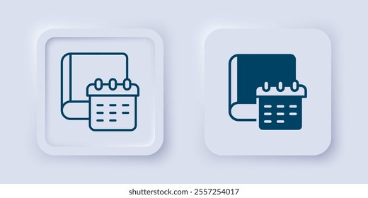 Filled and outline Daily paper notepad icon isolated on grey background. Square button. Vector