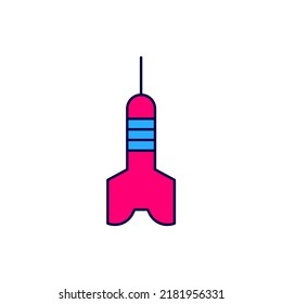 Icono de flecha Dart de contorno relleno aislado en fondo blanco.  Vector