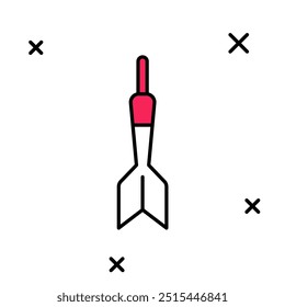 Filled outline Dart arrow icon isolated on white background.  Vector