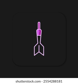 Filled outline Dart arrow icon isolated on black background. Flat filled outline style with shadow. Vector