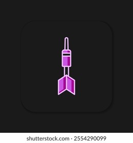 Filled outline Dart arrow icon isolated on black background. Flat filled outline style with shadow. Vector