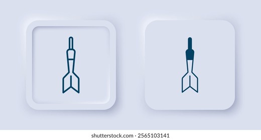 Filled and outline Dart arrow icon isolated on grey background. Square button. Vector