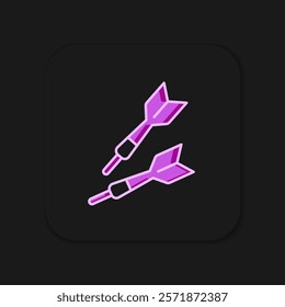 Filled outline Dart arrow icon isolated on black background. Flat filled outline style with shadow. Vector