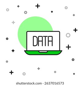 Filled outline Data analysis icon isolated on white background. Business data analysis process, statistics. Charts and diagrams.  Vector