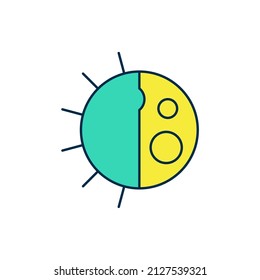 Filled outline Day night cycle icon isolated on white background. Day night concept, sun and moon.  Vector