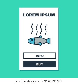 Filled outline Dead fish icon isolated on turquoise background. Rotten fish.  Vector