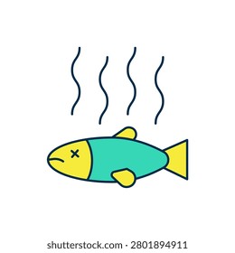 Filled outline Dead fish icon isolated on white background. Rotten fish.  Vector