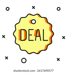 Filled outline Deal icon isolated on white background. Flat filled outline style with shadow. Vector