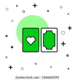 Filled outline Deck of playing cards icon isolated on white background. Casino gambling.  Vector