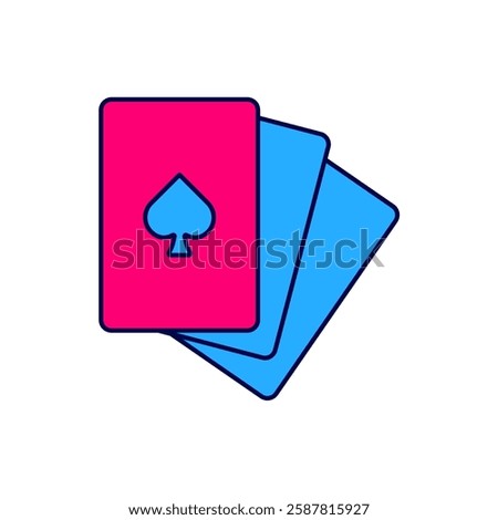 Filled outline Deck of playing cards icon isolated on white background. Casino gambling.  Vector