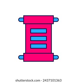 Filled outline Decree, paper, parchment, scroll icon icon isolated on white background.  Vector