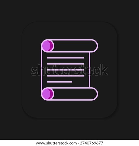 Filled outline Decree, paper, parchment, scroll icon icon isolated on black background. Flat filled outline style with shadow. Vector