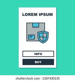 Filled outline Delivery security with shield icon isolated on turquoise background. Delivery insurance. Insured cardboard boxes beyond the shield.  Vector