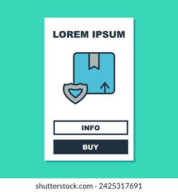 Filled outline Delivery security with shield icon isolated on turquoise background. Delivery insurance. Insured cardboard boxes beyond the shield.  Vector