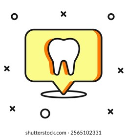 Filled outline Dental clinic location icon isolated on white background. Flat filled outline style with shadow. Vector