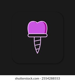 Filled outline Dental implant icon isolated on black background. Flat filled outline style with shadow. Vector