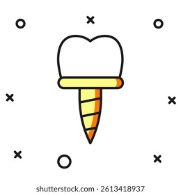 Filled outline Dental implant icon isolated on white background. Flat filled outline style with shadow. Vector