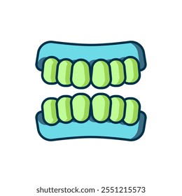 Filled outline Dentures model icon isolated on white background. Teeth of the upper jaw. Dental concept. Flat filled outline style with shadow. Vector