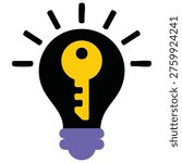 Filled outline design vector key idea illustration symbol on white background eps