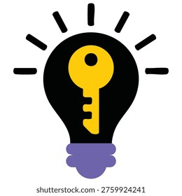 Filled outline design vector key idea illustration symbol on white background eps