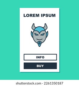 Filled outline Devil head icon isolated on turquoise background. Happy Halloween party.  Vector