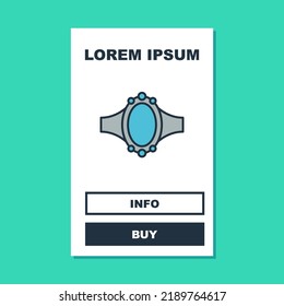 Símbolo relleno Icono del anillo de compromiso de diamantes aislado en fondo turquesa.  Vector