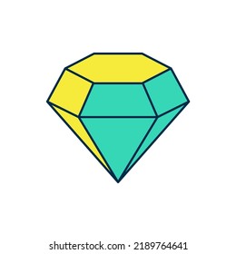 Filled outline Diamond icon isolated on white background. Jewelry symbol. Gem stone.  Vector