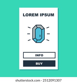 Filled outline Diamond icon isolated on turquoise background. Jewelry symbol. Gem stone.  Vector