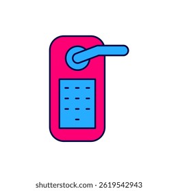 Filled outline Digital door lock with wireless technology for unlock icon isolated on white background. Door handle sign. Security smart home.  Vector
