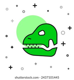 Filled outline Dinosaur skull icon isolated on white background.  Vector