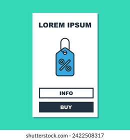 Filled outline Discount percent tag icon isolated on turquoise background. Shopping tag sign. Special offer sign. Discount coupons symbol.  Vector