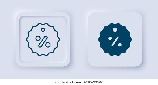 Filled and outline Discount percent tag icon isolated on grey background. Shopping tag sign. Special offer sign. Discount coupons symbol. Square button. Vector