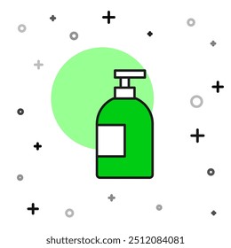 Filled outline Dishwashing liquid bottle icon isolated on white background. Liquid detergent for washing dishes.  Vector