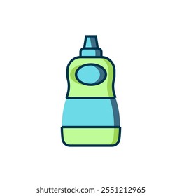 Filled outline Dishwashing liquid bottle icon isolated on white background. Liquid detergent for washing dishes. Flat filled outline style with shadow. Vector