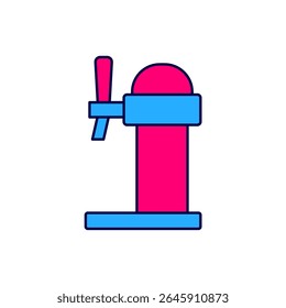 Filled outline Dispenser beer icon isolated on white background. Beer wide tower with tap.  Vector